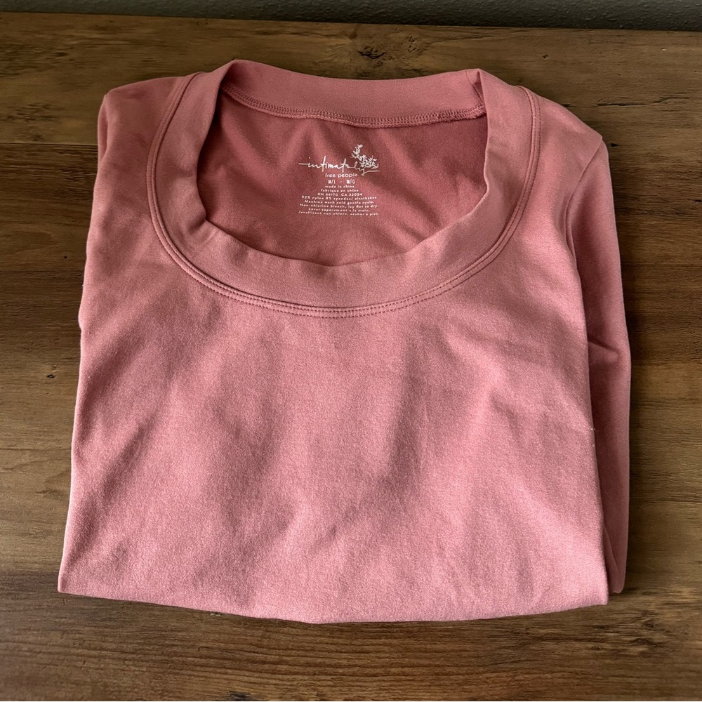 Free People Pink Fitted Long Sleeve Tee